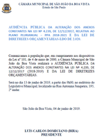 Legislativo convida população para audiência pública da Lei de Diretrizes Orçamentárias